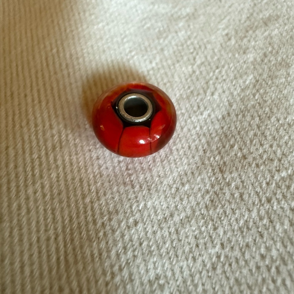 Orange/Red Glass Trollbead Bead Charm